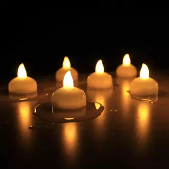 12Pcs/Set Vandeniui LED Plūduriuojantis Arbata Šviesos Flameless Žvakė su baterijomis, Įvairių spalvų, Kaljanų Žvakė Namų Puošybai 