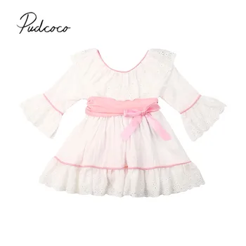 2019 Kūdikių Pavasario Rudens Drabužių Princesė Vaikas Baby Girl Pynimas Suknelė Bowkont Inscenizacija Šalies Tiulio Suknelė Varčios Kietas Drabužius, 1-6T 