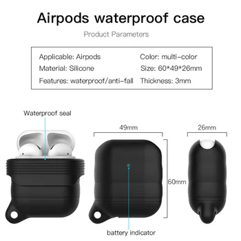 AirPods1 Vandeniui storas silikono atveju AirPod2 minkštas atveju apsauginis dangtelis Seisminių lašas Kelionės vandeniui ir nešiojamų 