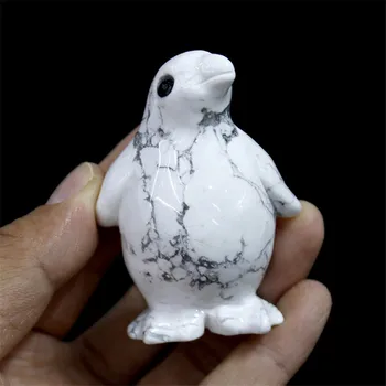 1 Vnt ranka raižyti natūralių kristalų howlite pingvinas amatų ornamentu 