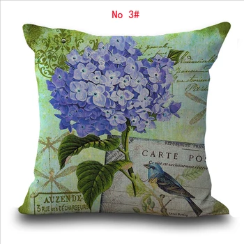45cm*45cm Retro gėlių modelio lino/medvilnės pagalvės užvalkalą sofa mesti pagalvėlė padengti dekoratyvinės pagalvės dangtelis 
