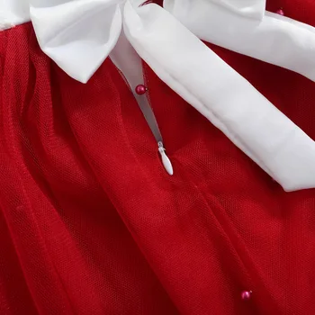 Kalėdų Mergaitės Suknelė, Saldus Stilius Spalvų Nėriniai Sujungimas Lankas Dirbtiniais Perlų Apdaila Skristi Rankovės Akių Princesė Sijonas 