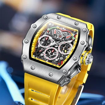 Žiūrėti Vyrų Prabanga Kvarciniai Laikrodžiai Daugiafunkcinis Sporto Mados Silikono Dirželis atsparus Vandeniui Vyrų Laikrodis Laikrodis Skeleto Žiūrėti 