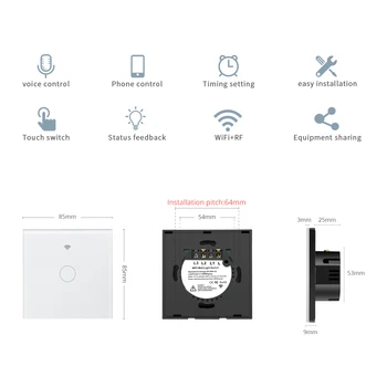 Protingo Namo WiFi Šviesos Jungiklis Tuya Smart Gyvenimo Namų Liesti Sienos Jungiklis, Interruptores Smart Switch Dirbti Alexa 