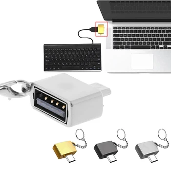 Tipas-c, U Disko Micro USB prailginimo OTG Kabeliu Adapteris Keitiklis Keychain 