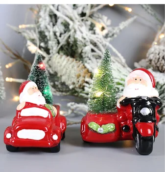 Kalėdų Papuošalai Kalėdų Senelis Kalėdų Eglutė Automobiliai Motociklai Darbastalio Figūrėlės Kūrybos Dovanos Navidad Papuošalai 2021 Naujųjų Metų 