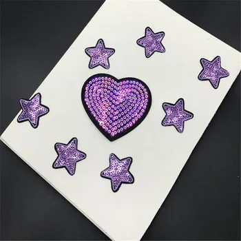 10vnt žvaigždes +1pc širdies formos China medžiaga pasta dekoratyvinis Hot-fix patch lyginimo siuvinėjimas, marškinėliai dekoratyviniai Nėriniai Pleistras BJ219