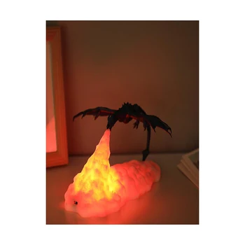 Įkraunamas Nakties Žibintas,3D Spausdinimo Ugnies Drakonas Formos Šviesos Naktiniai Nakties Lempa USB Įkrovimo Namų Dekoro
