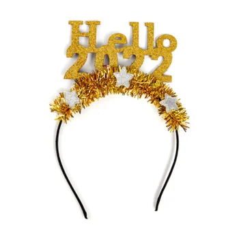 Sveiki 2022 Lankelis China Star Plaukų Juostos Laimingų Naujųjų Metų Šaliai Dekoro Prekių Blizgučiais Hairband Rožančiai Foto Rekvizitai 