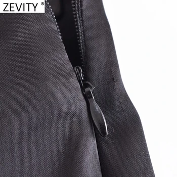 Zevity Moterų Mados Nėriniai Dizaino Minkšta Satino Flare Kelnės Derliaus Aukšto Juosmens Pusėje Užtrauktukas Moterų Ilgos Kelnės Mujer P1262 