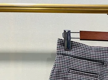 Vilnonių Moterų Kostiumas Paltai Houndstooth Vieną Mygtuką Megztinis ilgomis Rankovėmis Tiesiai Atsitiktinis OLIS Švarkas Rudens Žiemos 2021 