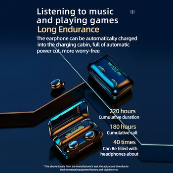 TWS Ausinių, Bluetooth 5.0 In-ear Wireless Touch, Ausinės Bass Stereo Hifi Muzikos Garsumo valdiklis Telefono laisvų rankų įranga