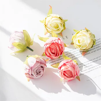 NAUJAS 1/10vnt 4.5 cm, Dirbtinės Gėlės Galvos Šilko Rose Vestuvių Namų Puošybai Netikrą Gėlės 