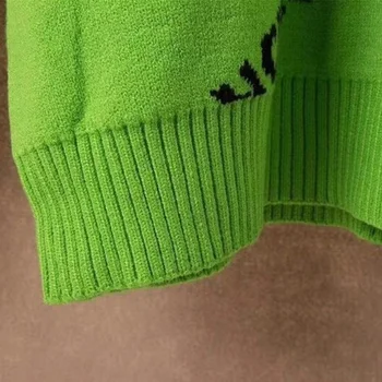 2021 Moterų Žiemos Laišką Medvilnės Mados Megztiniai Moterų Atsitiktinis Siuvinėjimo Dizainą, Stilių Puloveriai Ponios Prabanga O-Kaklo Megztiniai 