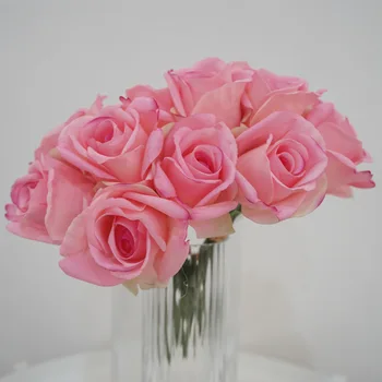 1bundle 6pcs/daug Ranka Sąlygotosios Nekilnojamojo Touch Dirbtinių Rožių Puokštė Latekso Aukštos Kokybės Vestuvių Rose Lentelė Gėlių 