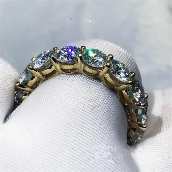 Choucong 3 spalvų infinity žiedas, Geltonos Aukso Užpildytas 925 sidabro Dalyvavimas Vestuvių Juostoje Žiedai Moterims 4MM 5A cirkonis Juvelyriniai dirbiniai 