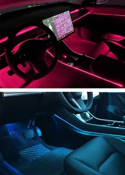 LED dienos Šviesos Tinka Tesla Model 3 Interjero Atmosferą Šviesos Apdaila Šviesos Originalus Modifikuotų 64 Spalvų Dekoratyvinės Šviesos