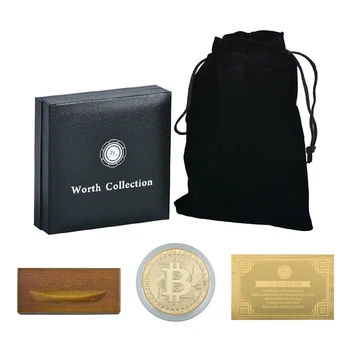 Monetų Kolekcionieriams Bitcoin su Kokybės Black Box Monetos Turėtojas Kopijuoti Auksą, Padengtą Rinkti Monetas Tiek Monetos Gimtadienio, Kalėdų Dovana 