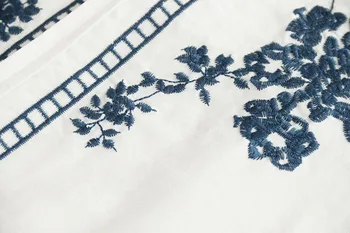 TEELYNN ilgai lseeve negabaritinių prarasti moterų palaidinė marškinėliai balti medvilniniai skalbiniai derliaus Gėlių siuvinėjimas v ncek puloveris boho blusas 