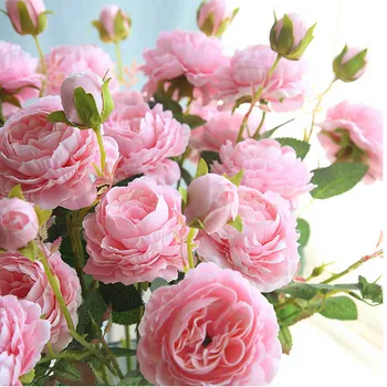 3 Galvutės Rose Europos Dirbtinio Šilko Bijūnų Žiedų Namų Vestuvių Sienų puošyba, gėlių Šaliai Dekoro 1pcs 