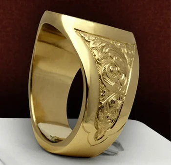 Turkijos Liūtas Ženklelis Shield Aukso Žiedas Classic Mados Vyrų Karūnos Aukštos klasės Kilnus Rankų darbo Papuošalai Prabanga Džentelmenas Spausdinti Uodega Žiedas 