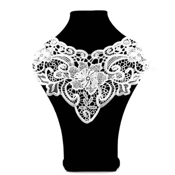 1PCS Elegantiškas Baltas Juodas 3D Gėlių Venise Siuvinėjimo Nėrinių Apykaklę Aplikacijos Siūti Pleistrai vakarinę Suknelę, Drabužių Siuvimo Ornamentu 
