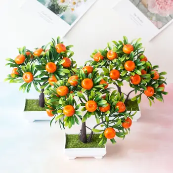 16Heads Dirbtinė Apelsinų Medis Vazoninių Bonsai Kalėdų, Naujųjų Metų Švenčių Šalis Tiekia Namų, Sodo Puošmena Netikras Vaisius Bonsai 