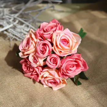9pcs/Puokštė Dirbtinių Rožių Žiedų Nekilnojamojo Touch Netikrą Gėlės, Vestuvių Nuotakos Rankose Valentino Dieną Šalies Namų Dekoro