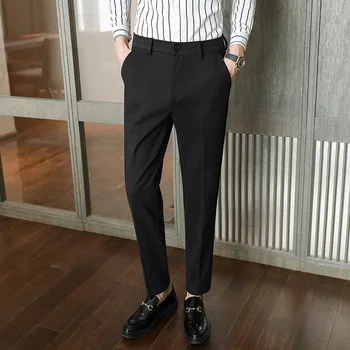 Vyriški Laisvalaikio Verslo Suknelė Kelnės Rudenį Slim Fit Classic Oficialaus Biuro Socialinių Kelnės Vyrams korėjos Vestuves Kelnės 