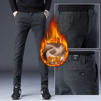 2019 Prekės Mens Kelnės Žiemos Kašmyro Kelnės Vyrų Outwear Slim Kelnės Aksomo Tirštėti Kelnės Vyrams Vilnos Storas Kelnes Pantalons Hommes 