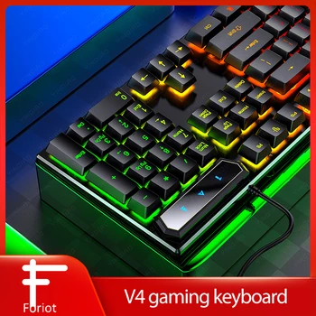 Foriot V4 laidinio mechaninė žaidimų klaviatūra spalvinga šviesos vandeniui klaviatūrą nešiojamas kompiuteris