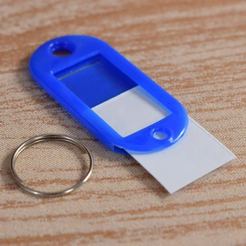 Spalvingas Plastiko Numeriai Keychain Split Ring Pavadinimas Etiketės Kalba Tuščią Kortelės, Raktų Žiedas Bagažo Knygą Įrašyti Raktų Pakabukas 