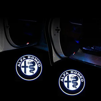 2vnt LED Automobilio Duris Logotipas Sveiki, Šviesos, Šešėlių Lempos Dvasios Šviesos Alfa Romeo Giulietta Mito Stelvio Giulia Automobilių Modifikacijos 