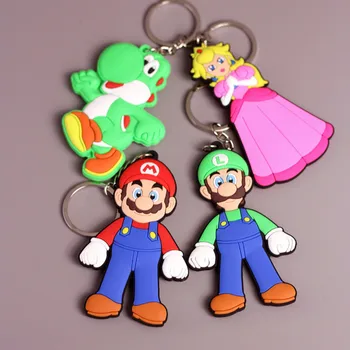 PVC Super Mario Keychains Luigi Yoshi Persikų Anime Duomenys Lėlės Raktų Žiedas Nepriklausomo Apdailos Vaikų Dovanų