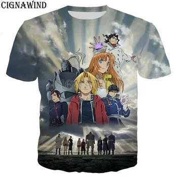 Naujas atvykimo marškinėliai vyrams/moterims, Fullmetal Alchemist Anime 3D atspausdintas t-shirt atsitiktinis Harajuku stiliaus marškinėlius streetwear viršūnės