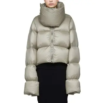 2021 Plius dydis žiemos naujas mados prekės ženklo didelės iškirptės trumpas žemyn paltai moterų Baltųjų ančių pūkais ilgomis rankovėmis viršutiniai drabužiai, paltai 