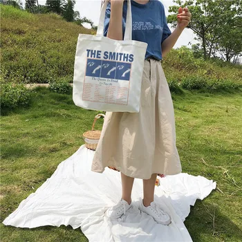 Vasaros korėjos letter spausdinimo atsitiktinis animacinių filmų naujas mados pečių maišą moterų kolegijos Harajuku drobės pečių krepšiai 