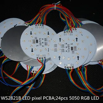 20pcs/set DC24V 100mm skersmens WS2821B LED pikselių PCBA;24pcs 5050 RGB LED;IP33,ne vandeniui';5.76 W 