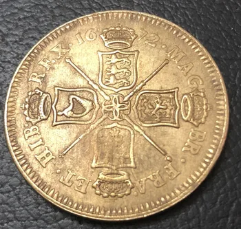 1672 Anglija 5 Ginėjose - Charles II .9999 gryno Aukso Padengtą Kopijuoti Monetos 