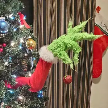 Kalėdų Vainikas Durų Lango Sienų Ornamentai Kalėdinė Dekoracija Namuose Vagis Pavogė Grinch Pliušinis Kojos Santa Elf Kalėdos Medžio Dekoro 