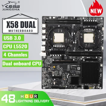 JINGSHA X58 Dual CPU Plokštė Nustatyti LGA 1366 Lizdą Bortą CPU L5520 2.27 GHz X58 Chipset 4 Channles Paramos SATA 2.0 USB 3.0 
