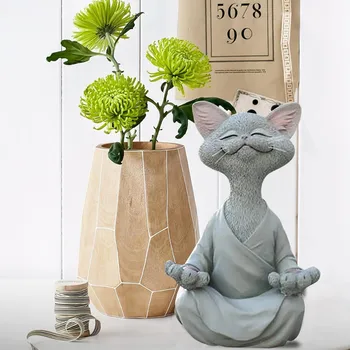 Įnoringas Juoda Buda Katės Statulėlės, Meditacija, Joga Kolekcines, Happy Cat Dekoro Namų, Sodo Puošmena Sodo Ornamentu #t1p 