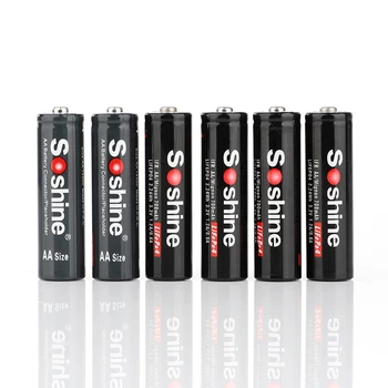 4x originalios Soshine LiFePO4 3.2 V 14500 / AA 700mAh daugkartinio Įkrovimo Baterija + Atveju 