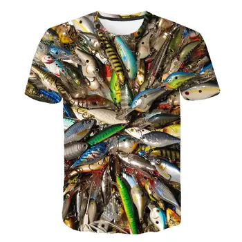Vasarą Žuvų 3d Print T Shirt Berniukai, O Kaklo T-Shirt Hip-Hop Atogrąžų Žvejys Juokinga Tees Fishinger Gyvūnų, Vaikų Drabužiai 