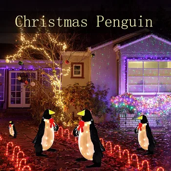 Kalėdinė Dekoracija 2022 Žėrintis Pingvinas Kalėdos Kieme Dekoro Lauko Kiemas Kalėdų Sielovados Pingvinas Lempos Papuošalai #4 