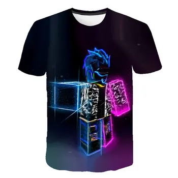 Berniukai Juokinga 3D Print T-shirt Robloxing-Žaidimas Cartoon Drabužius Paauglių, O Kaklo Streetwear Tee Vaikų Drabužiai Mergaitėms Viršūnes 4-14T 