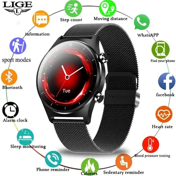 LIGE 2020 Naujas Pilnas Touch Screen Smart Watch Vyrų smartwatch Mens IP68 Vandeniui Sporto Stebėti Širdies ritmą, Kraujo Spaudimą Stebėti 