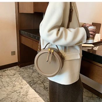 Aukštos jausmą vakarų retro stiliaus maži, apvalūs maišelį 2021new mados moterų dizaineris rudens ir žiemos krepšys 