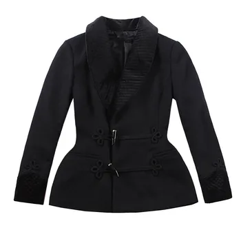 30 - žiemą moteris derliaus 50s elegantiška juodo aksomo apykakle vilnos kailis plius dydis abrigo mujer casaco cappotto donna rūkymo striukė 