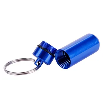 1pcs Nauji Aukštos Kokybės Nešiojamas Vandeniui Mini Blue Aliuminio Keychain Planšetinio kompiuterio atminties Tablečių Dėžutė Buteliukas Atveju Turėtojas #273518 